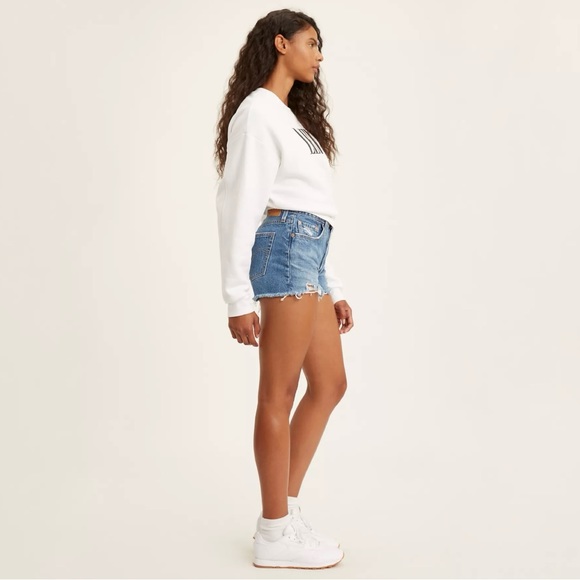 Levi’s 501 High Rise Women’s Short Oxnard Athens - Medium Wash Size 25 - Picture 4 of 15